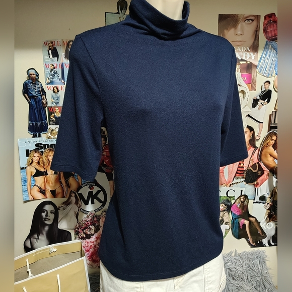 Banana Republic Dark Blue Short Sleeve Turtleneck - Picture 3 of 5